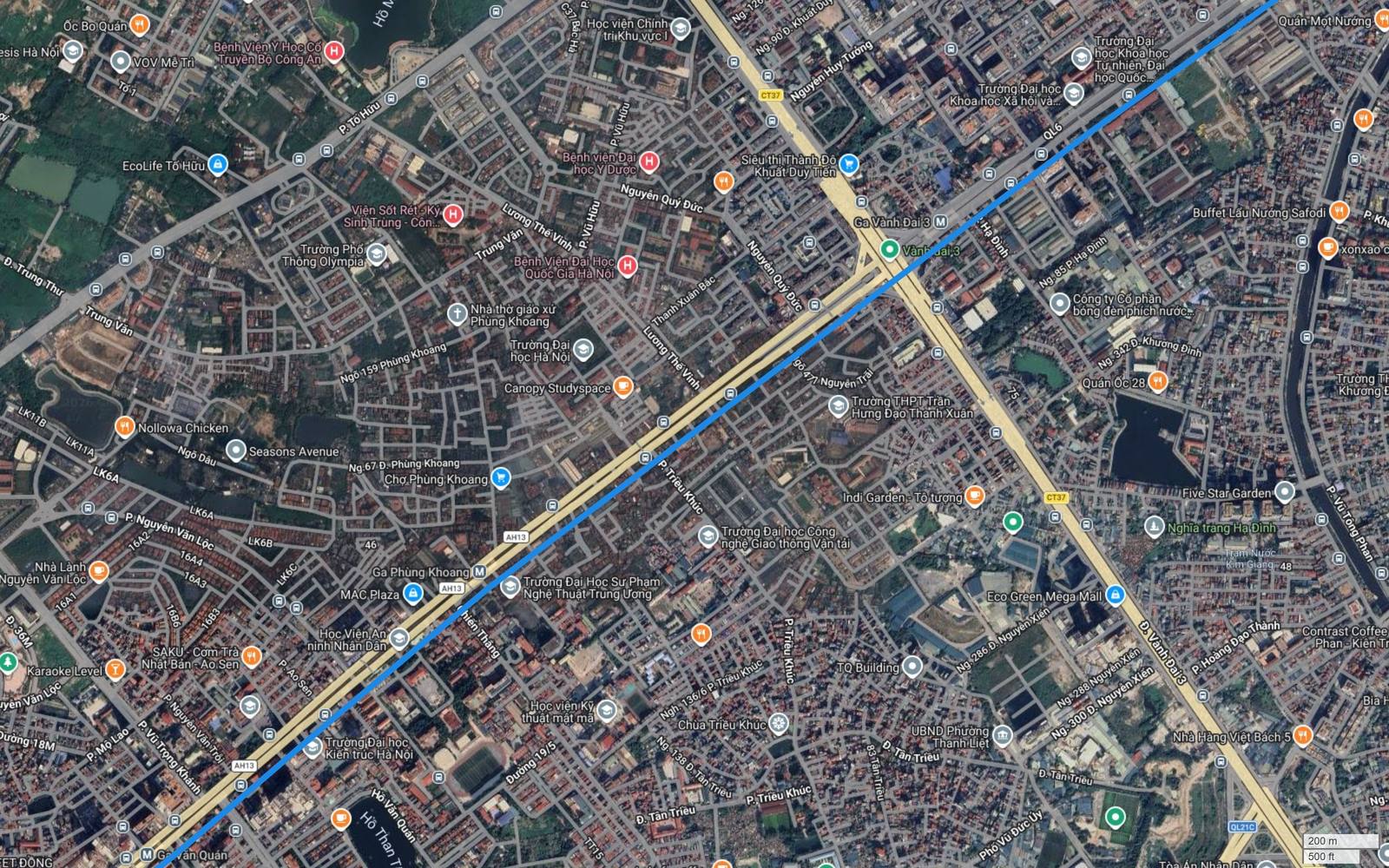Tuyến metro số 2 Hà Nội qua địa bàn Phùng Khoang và Triều Khúc dọc trục Nguyễn Trãi, cạnh Seasons Avenue và MAC Plaza