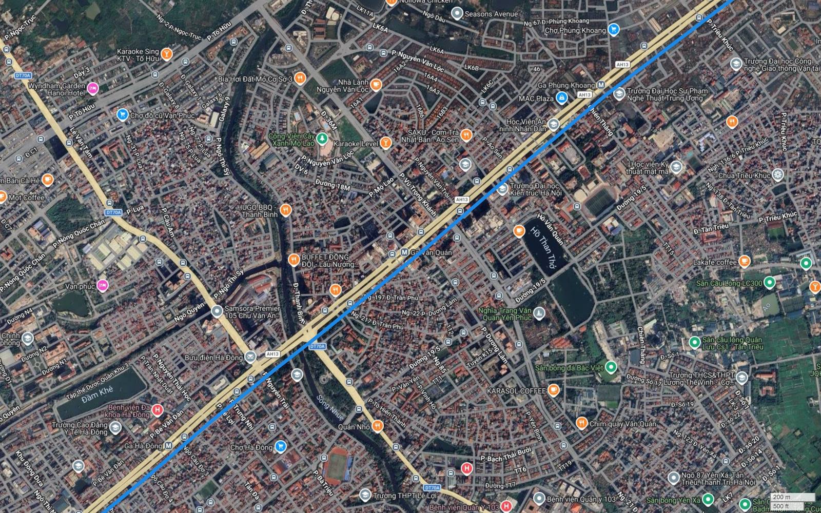 Địa bàn Văn Quán, Mộ Lao, Vạn Phúc và lõi hành chính Hà Đông trên hành lang tuyến metro số 2 Hà Nội