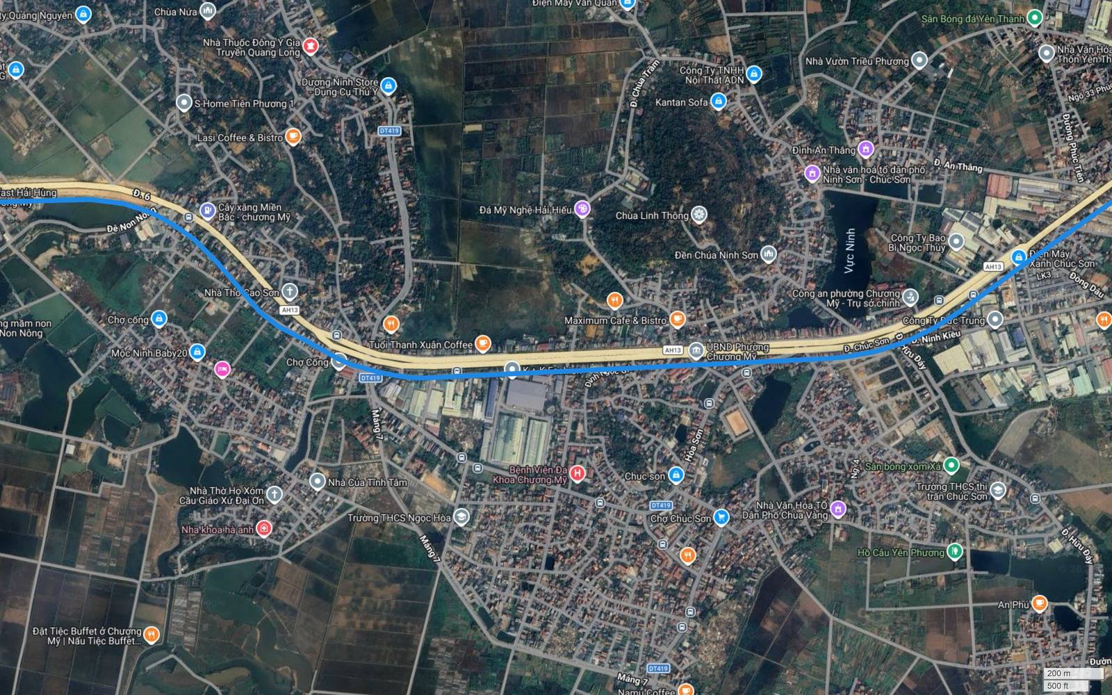 Địa bàn Chúc Sơn và Ngọc Hòa thuộc Chương Mỹ trên hành lang tuyến metro số 2 Hà Nội, cạnh hồ Vực Ninh